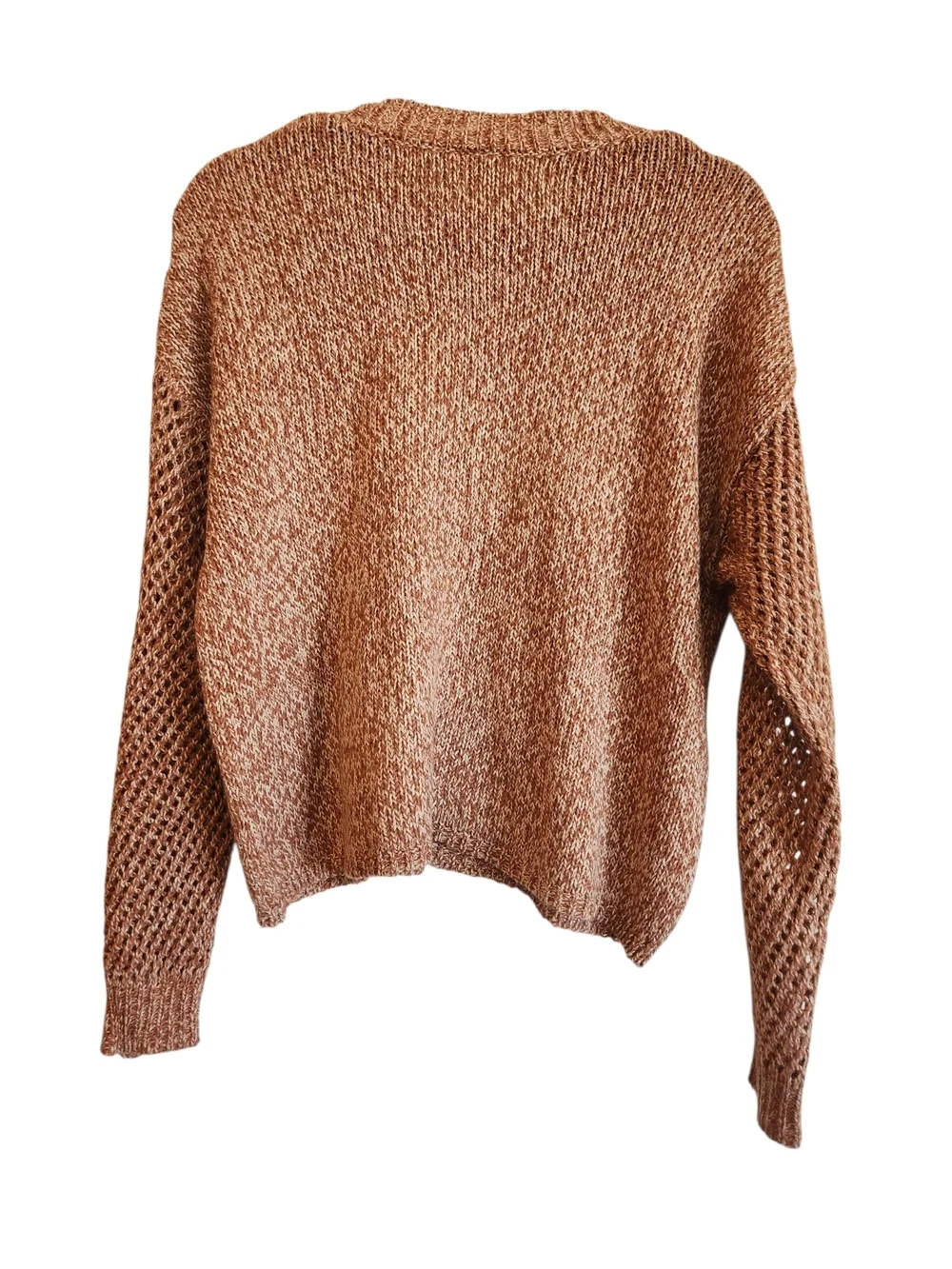 White Crow Rodeo Open Weave Long Sleeve Sweater Size M Ribbed Crew Neck/Cuffs